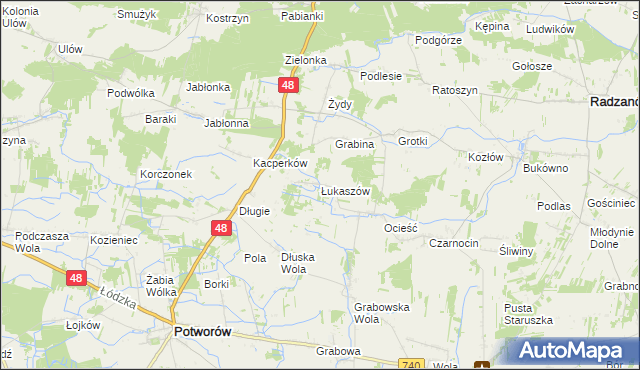 mapa Łukaszów gmina Radzanów, Łukaszów gmina Radzanów na mapie Targeo
