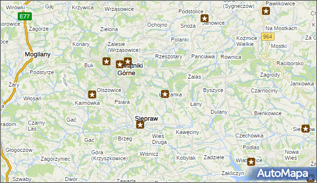 mapa Łyczanka gmina Siepraw, Łyczanka gmina Siepraw na mapie Targeo