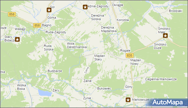 mapa Majdan Stary, Majdan Stary na mapie Targeo