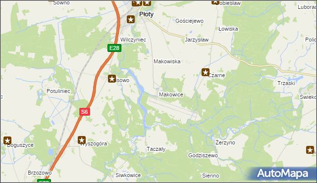 mapa Makowice gmina Płoty, Makowice gmina Płoty na mapie Targeo