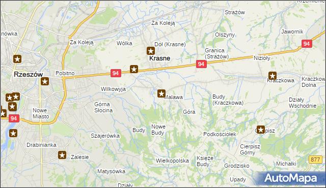 mapa Malawa gmina Krasne, Malawa gmina Krasne na mapie Targeo