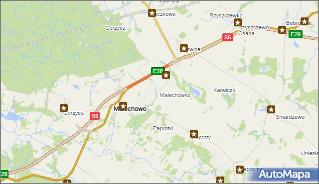 mapa Malechówko, Malechówko na mapie Targeo