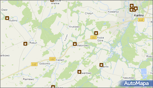 mapa Malonowo, Malonowo na mapie Targeo