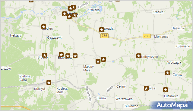 mapa Małusy Wielkie, Małusy Wielkie na mapie Targeo
