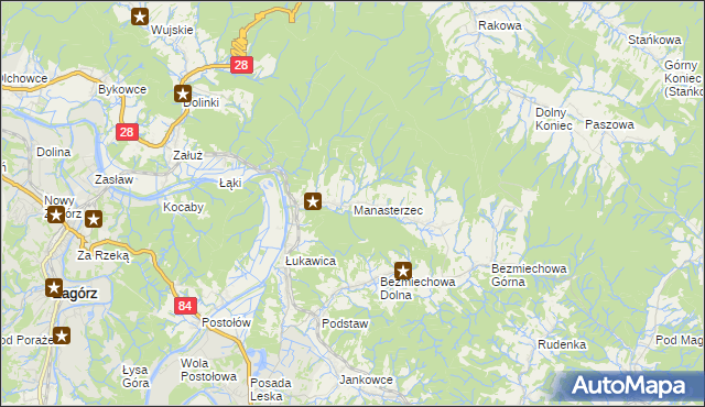 mapa Manasterzec, Manasterzec na mapie Targeo