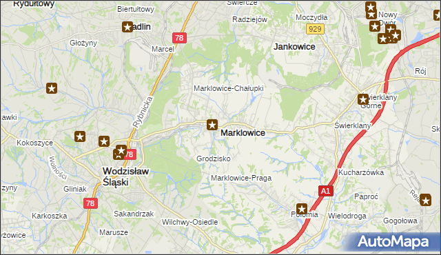 mapa Marklowice, Marklowice na mapie Targeo