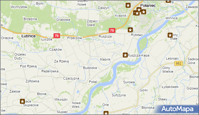 mapa Maśnik, Maśnik na mapie Targeo