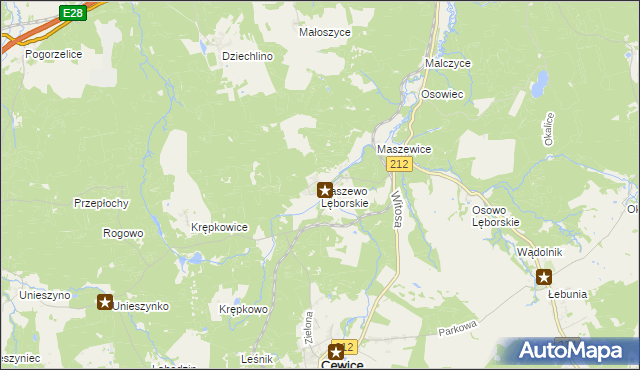 mapa Maszewo Lęborskie, Maszewo Lęborskie na mapie Targeo