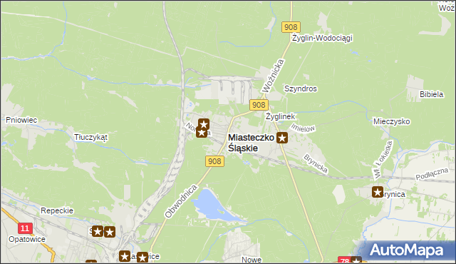 mapa Miasteczko Śląskie, Miasteczko Śląskie na mapie Targeo