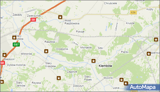 mapa Michałów gmina Klembów, Michałów gmina Klembów na mapie Targeo