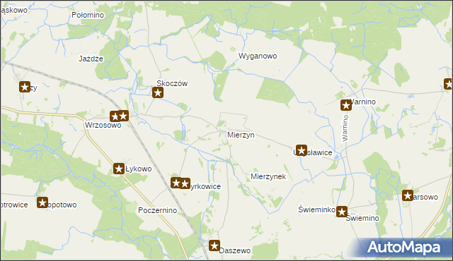 mapa Mierzyn gmina Karlino, Mierzyn gmina Karlino na mapie Targeo