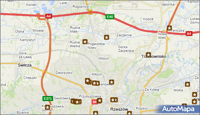 mapa Miłocin gmina Głogów Małopolski, Miłocin gmina Głogów Małopolski na mapie Targeo