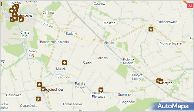 mapa Miłocin gmina Wojciechów, Miłocin gmina Wojciechów na mapie Targeo
