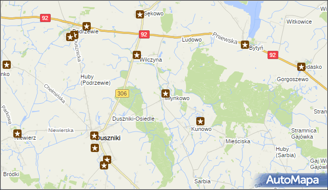 mapa Młynkowo gmina Duszniki, Młynkowo gmina Duszniki na mapie Targeo