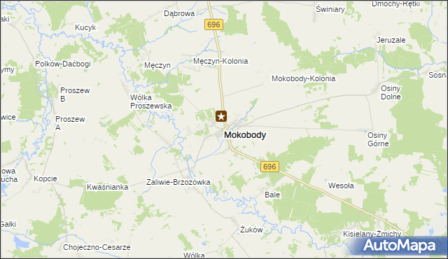 mapa Mokobody, Mokobody na mapie Targeo