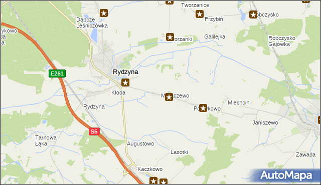 mapa Moraczewo gmina Rydzyna, Moraczewo gmina Rydzyna na mapie Targeo