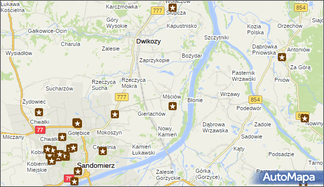 mapa Mściów, Mściów na mapie Targeo