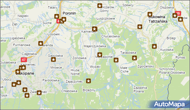 mapa Murzasichle, Murzasichle na mapie Targeo