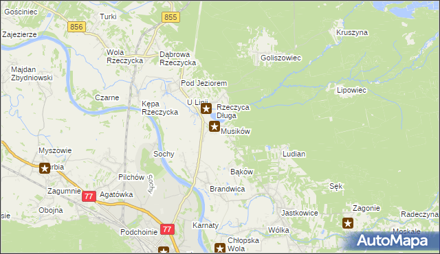 mapa Musików, Musików na mapie Targeo