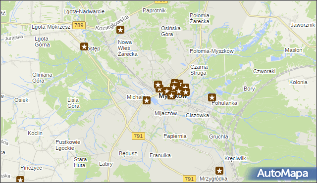 mapa Myszków, Myszków na mapie Targeo