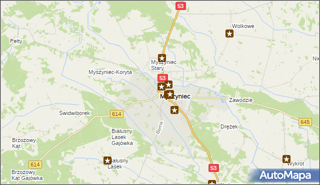 mapa Myszyniec, Myszyniec na mapie Targeo