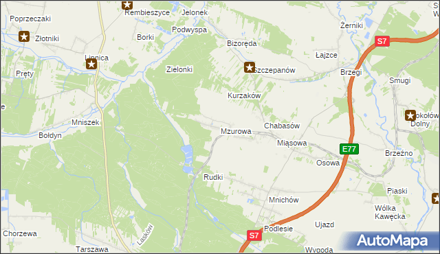 mapa Mzurowa, Mzurowa na mapie Targeo