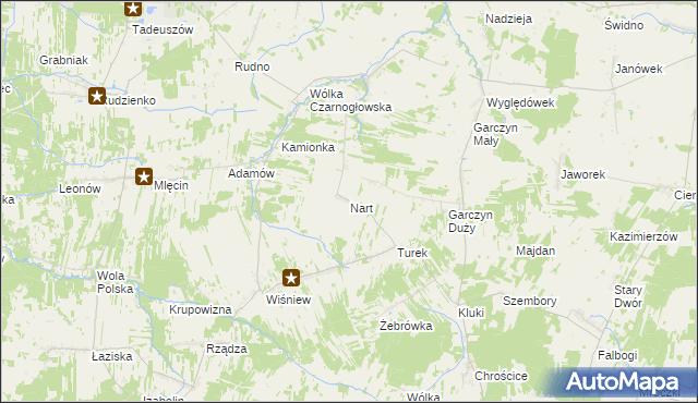mapa Nart gmina Jakubów, Nart gmina Jakubów na mapie Targeo