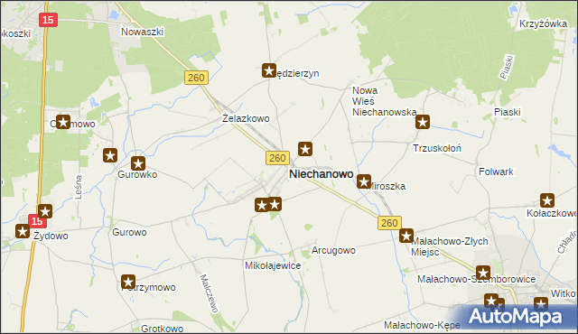 mapa Niechanowo, Niechanowo na mapie Targeo