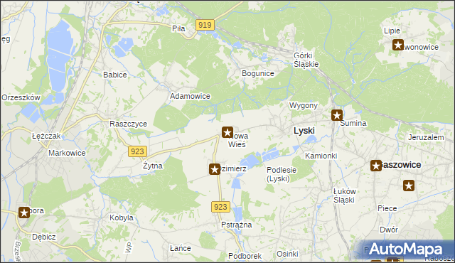 mapa Nowa Wieś gmina Lyski, Nowa Wieś gmina Lyski na mapie Targeo