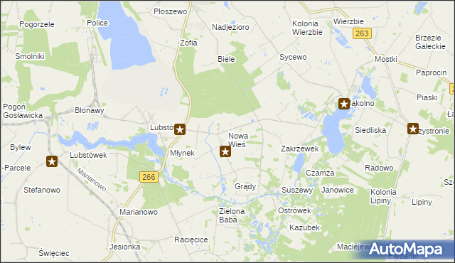 mapa Nowa Wieś gmina Sompolno, Nowa Wieś gmina Sompolno na mapie Targeo