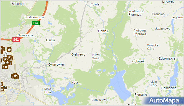 mapa Nowa Wieś gmina Suwałki, Nowa Wieś gmina Suwałki na mapie Targeo