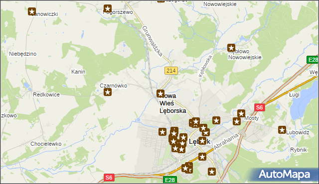 mapa Nowa Wieś Lęborska, Nowa Wieś Lęborska na mapie Targeo