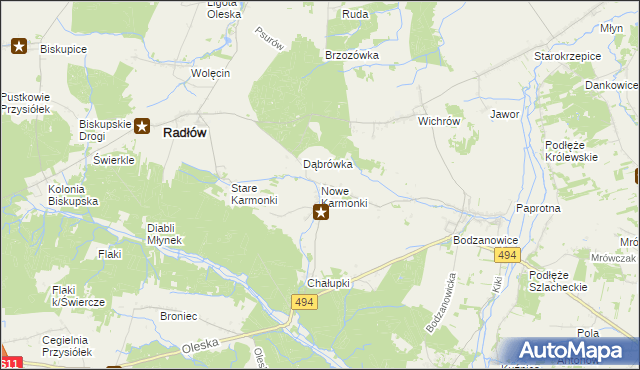 mapa Nowe Karmonki, Nowe Karmonki na mapie Targeo