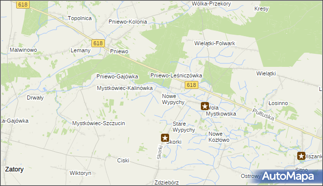 mapa Nowe Wypychy, Nowe Wypychy na mapie Targeo