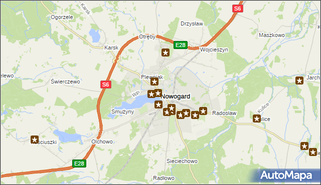 mapa Nowogard, Nowogard na mapie Targeo