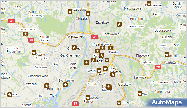 mapa Nowego Sącza, Nowy Sącz na mapie Targeo