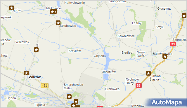 mapa Objazda gmina Namysłów, Objazda gmina Namysłów na mapie Targeo