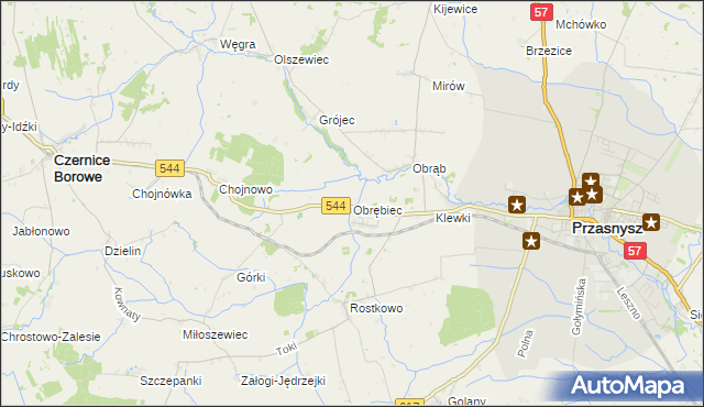 mapa Obrębiec, Obrębiec na mapie Targeo
