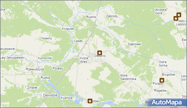 mapa Oleszno gmina Krasocin, Oleszno gmina Krasocin na mapie Targeo