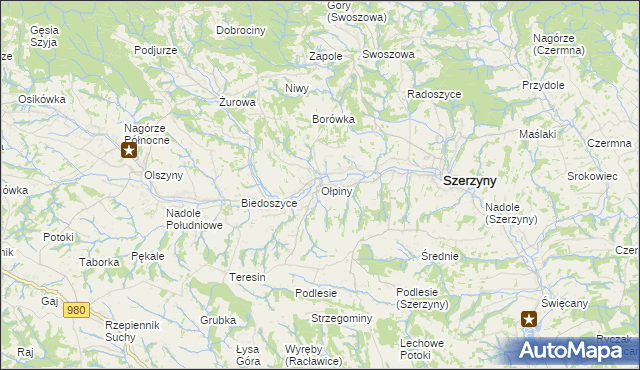 mapa Ołpiny, Ołpiny na mapie Targeo