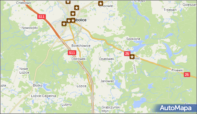 mapa Opatówek gmina Bobolice, Opatówek gmina Bobolice na mapie Targeo