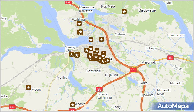 mapa Ostróda, Ostróda na mapie Targeo