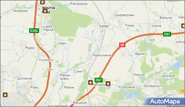 mapa Pasikurowice, Pasikurowice na mapie Targeo