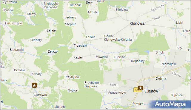 mapa Pawelce, Pawelce na mapie Targeo