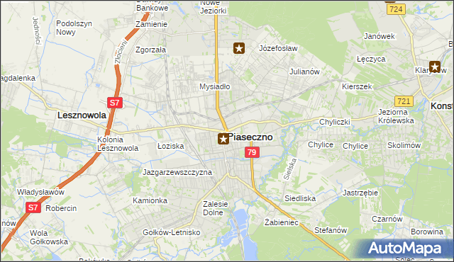 mapa Piaseczno, Piaseczno na mapie Targeo
