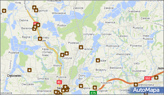 mapa Pierściec, Pierściec na mapie Targeo