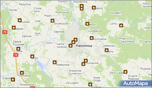 mapa Pierzchnica powiat kielecki, Pierzchnica powiat kielecki na mapie Targeo