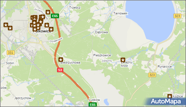 mapa Pieszkowice, Pieszkowice na mapie Targeo