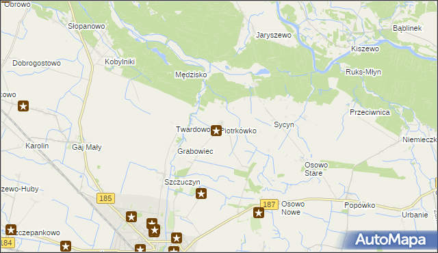 mapa Piotrkówko gmina Szamotuły, Piotrkówko gmina Szamotuły na mapie Targeo
