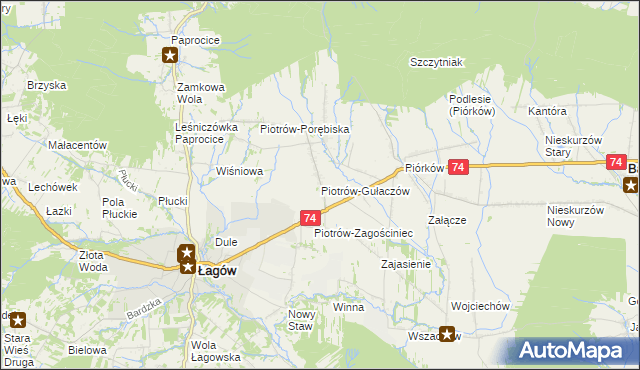 mapa Piotrów-Gułaczów, Piotrów-Gułaczów na mapie Targeo